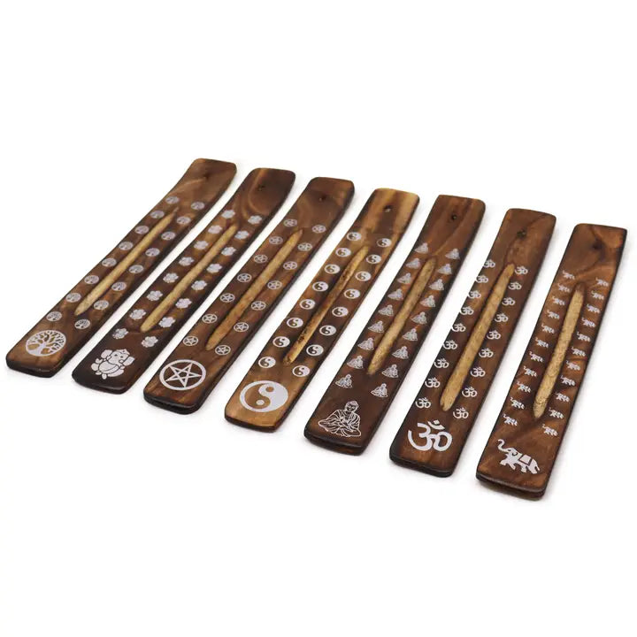 Incense Holder Carved Mango Wood Ashcatcher with Burnt Finish image 2