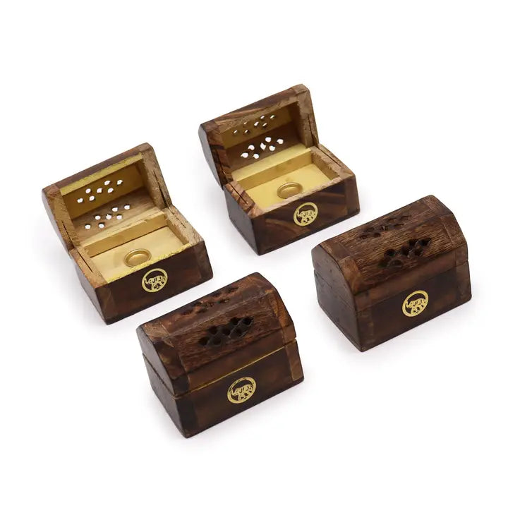 Mini Incense Cone Smoke Box - Mango Wood image 1