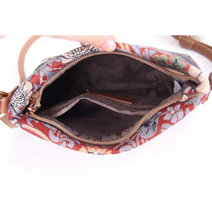 Signare Tapestry - William Morris - Cross Body Bag - Strawberry Thief - Red
