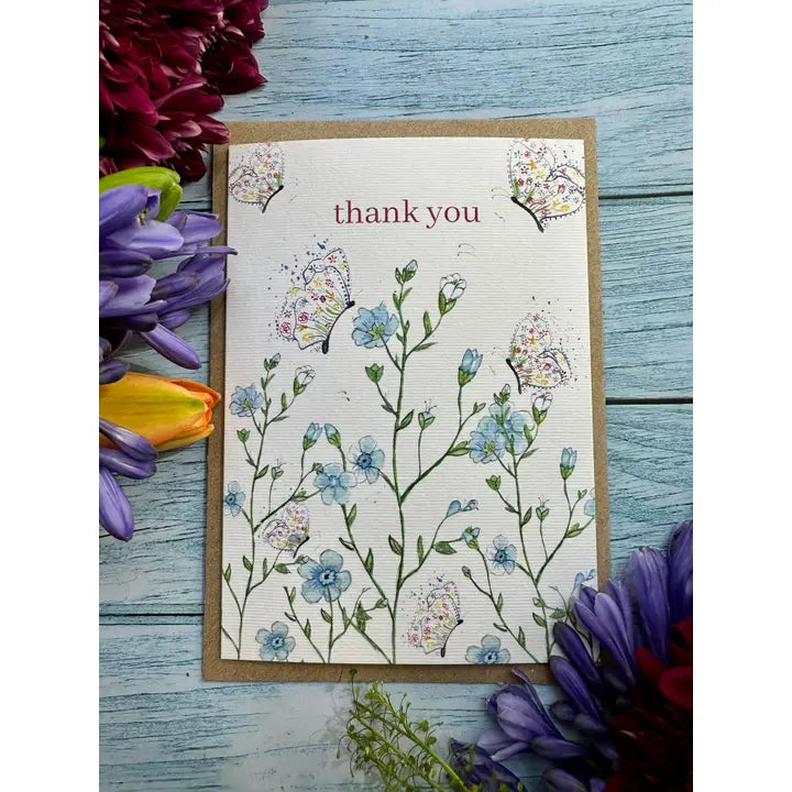 Greetings Cards - Assorted Designs - Eco-Friendly - Thank you-Butterfly image