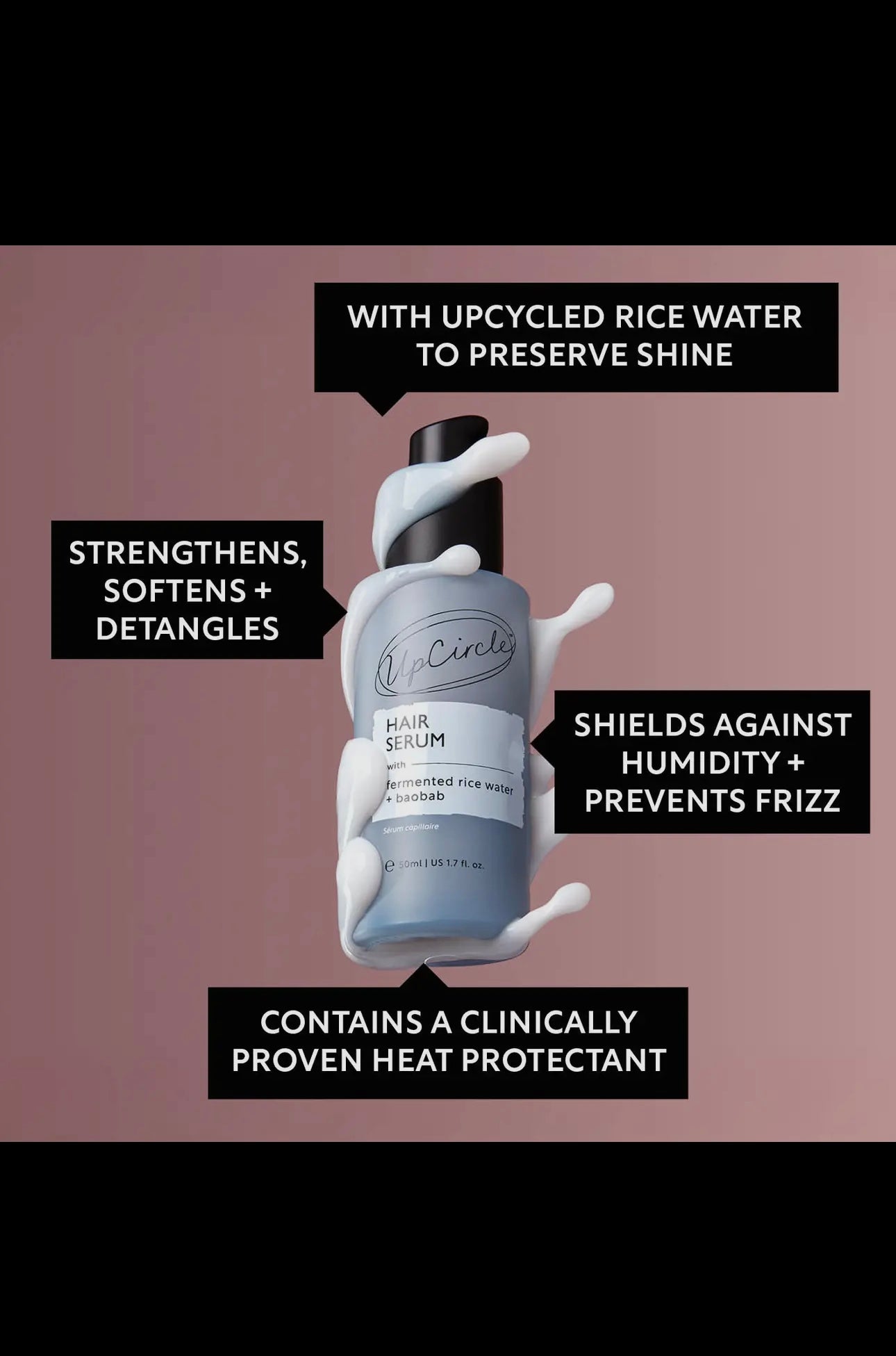 Upcircle Vegan Hair Serum Upcycled Fermented Rice Water Heat Protection image 1