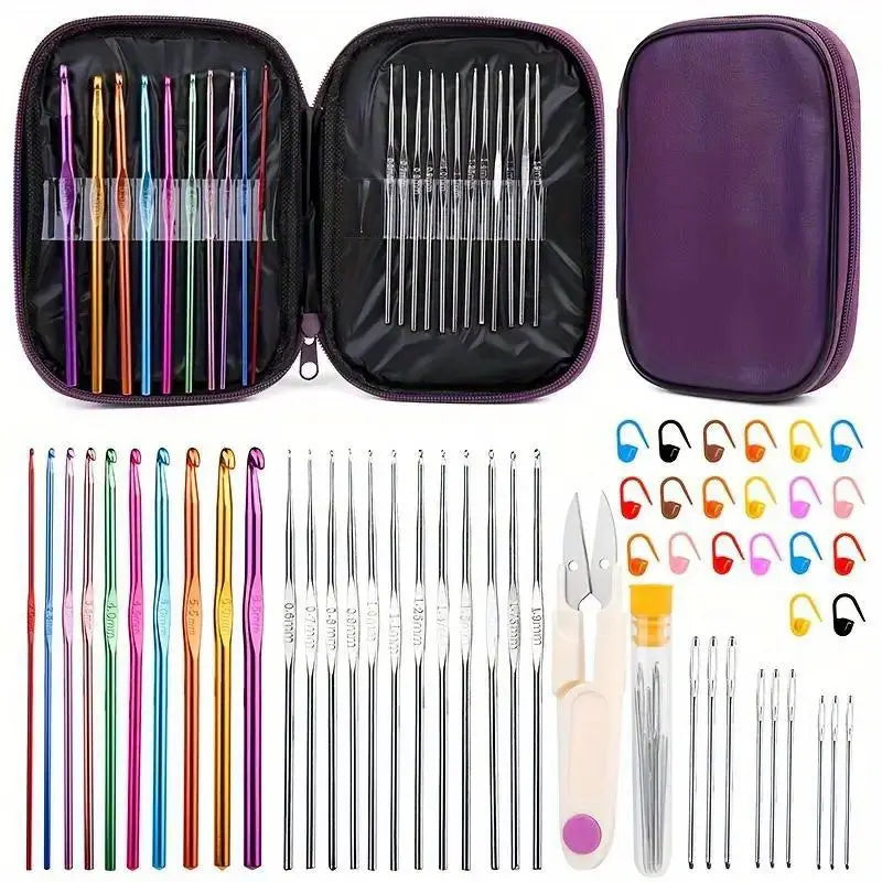 Crochet Hook Set in Case with Stitch Markers, Scissors & needles image 2