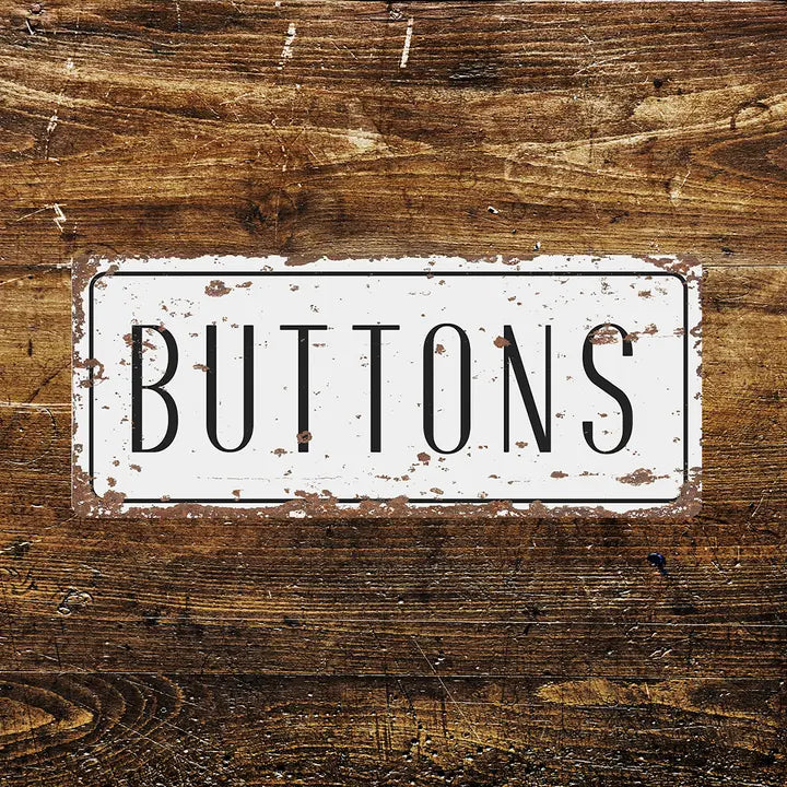 Metal Sign "Buttons"  6x3 inch image 1