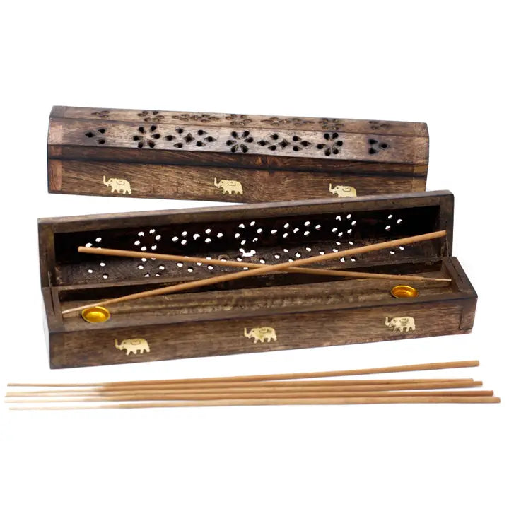 Incense Holder Smoke Boxes Natural Mango Wood image 0
