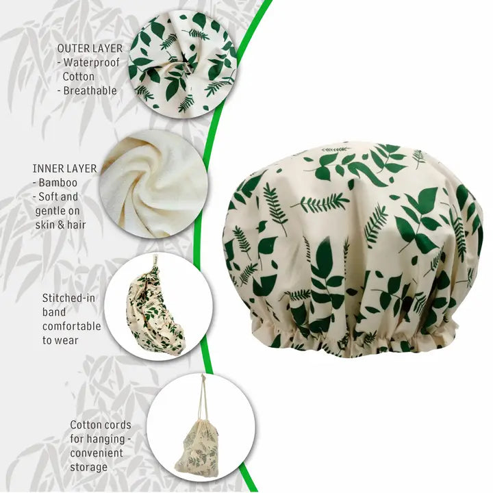Olnatur - Bamboo & Cotton Shower Cap, Natural Bath Hat image 2