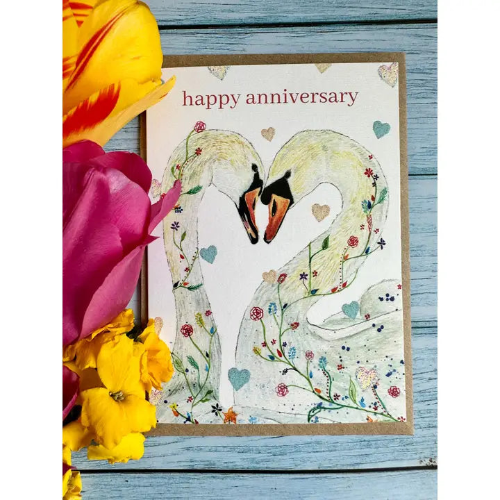 Greetings Cards - Assorted Designs - Eco-Friendly - Wedding Anniversary-Swans image