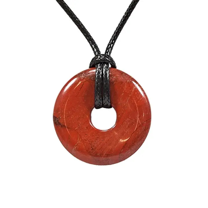 Crystal Power Ring Pendant Necklace - Various - Red Jasper image