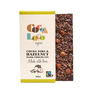 Cocoa Loco - Dark Chocolate, Cocoa Nibs & Hazelnut Bar – 100g image 0