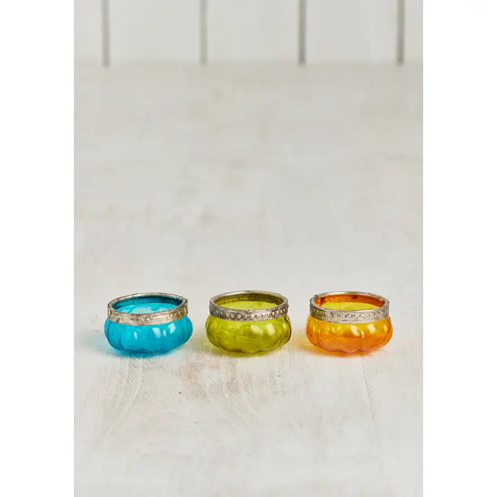 Tealight Holders - Recycled Pumpkin Shaped Glass image 3
