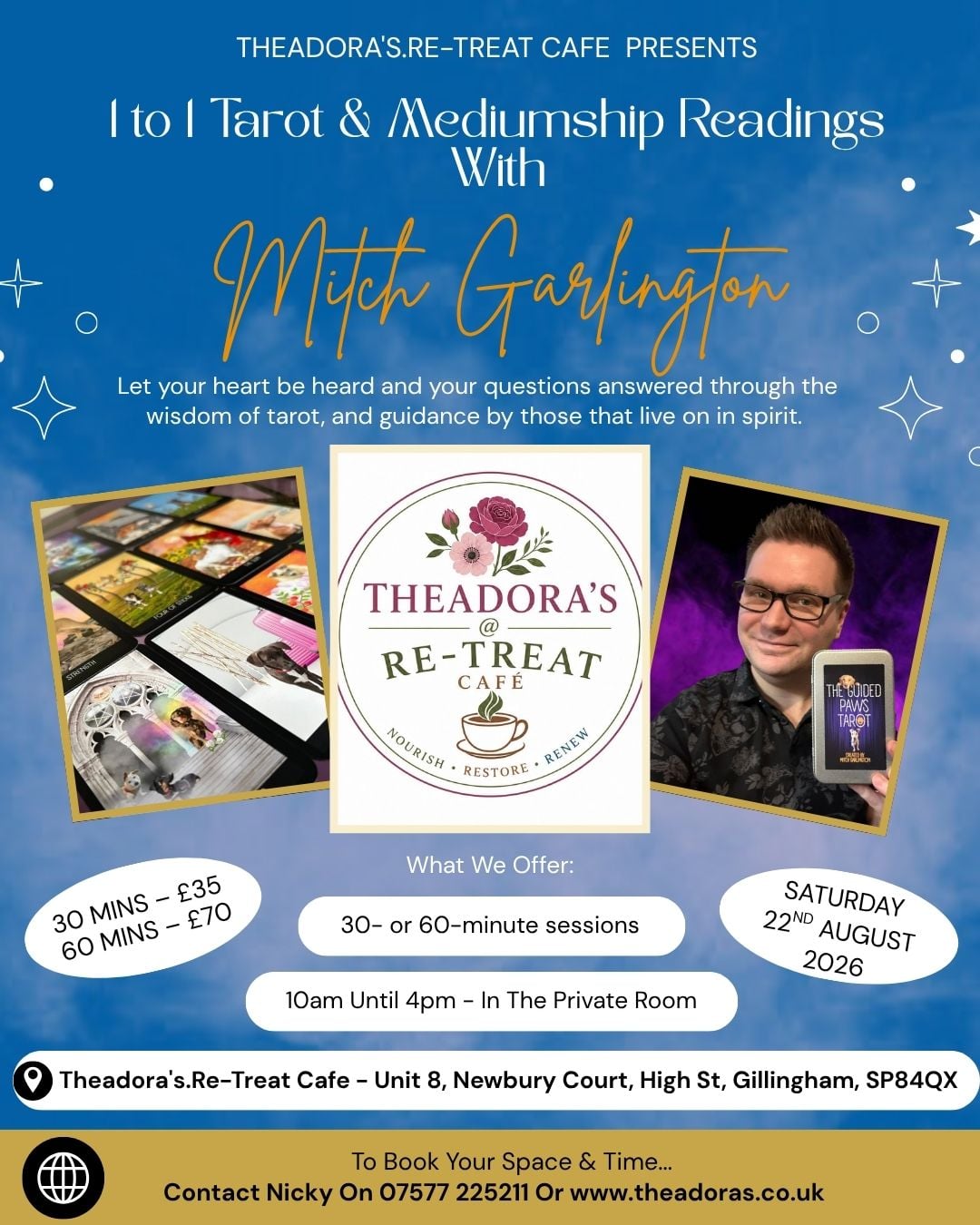 1 to 1 Tarot & Mediumship Readings with Mitch Garlington - Saturday 22nd August 2026