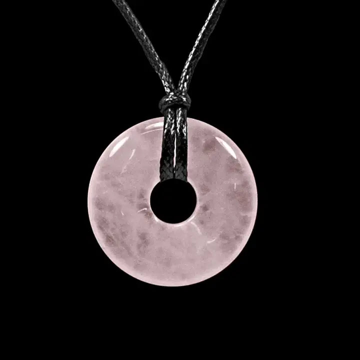 Crystal Power Ring Pendant Necklace - Various - Rose Quartz image
