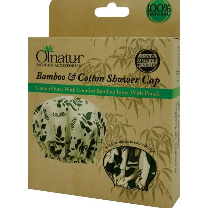 Olnatur - Bamboo & Cotton Shower Cap, Natural Bath Hat image 1