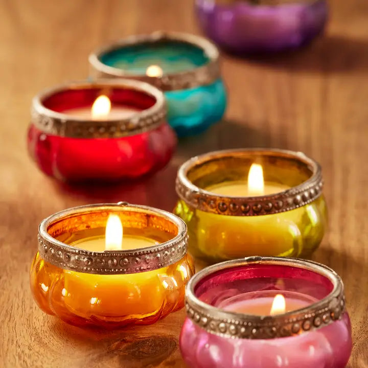 Tealight Holders - Recycled Pumpkin Shaped Glass image 1