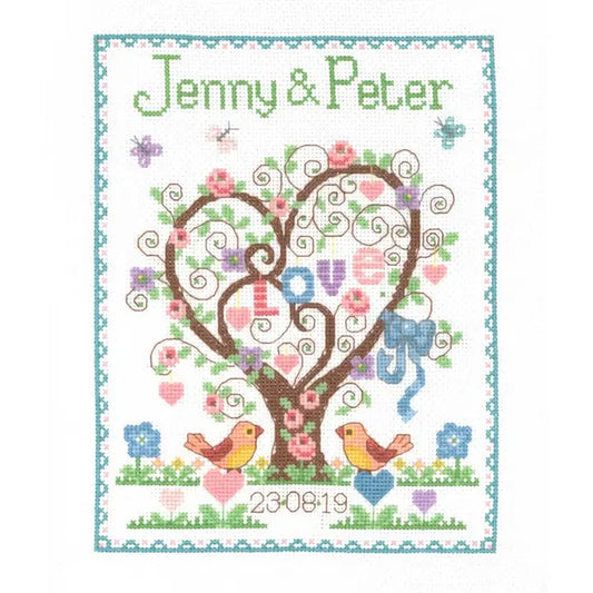 Cross Stitch Kit -  Love Heart Wedding Sampler image 0