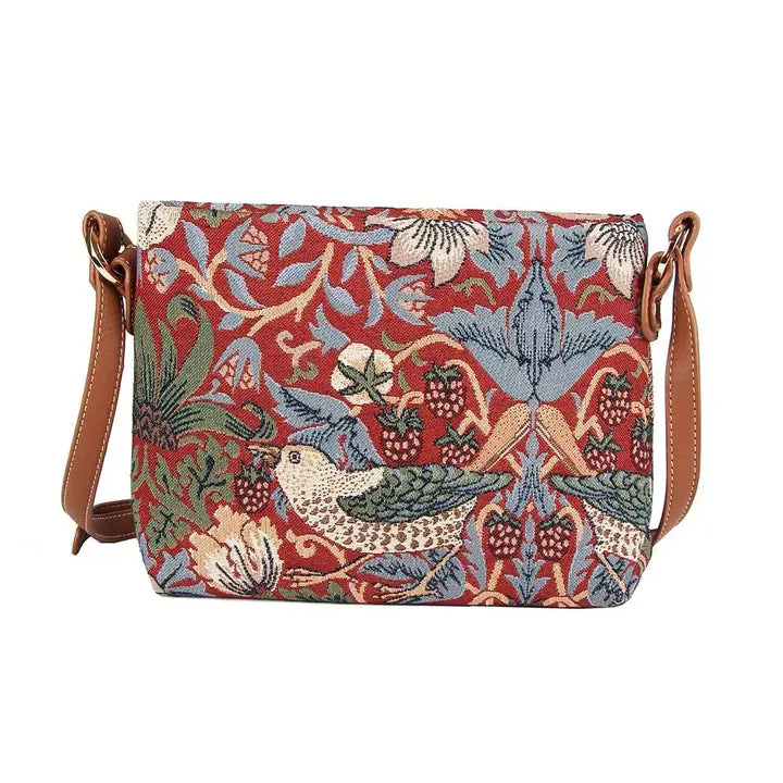 Signare Tapestry - William Morris - Cross Body Bag - Strawberry Thief - Red