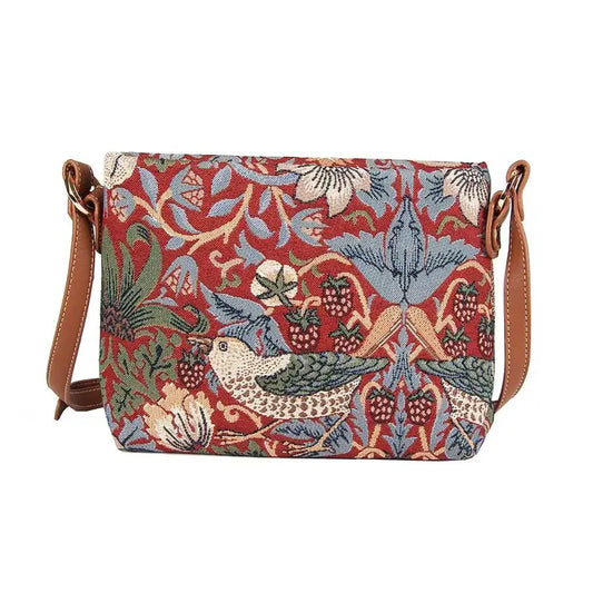Signare Tapestry - William Morris - Cross Body Bag - Strawberry Thief - Red