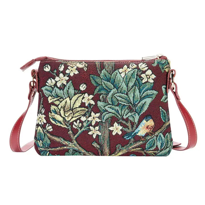Signare Tapestry - William Morris - Cross Body Bag - Tree of Life Red