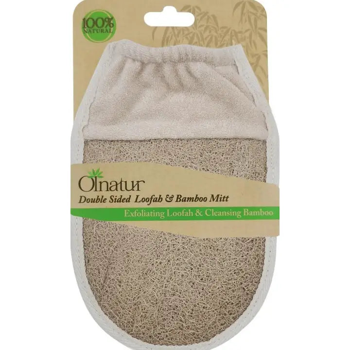 Olnatur Two Sided Loofah & Bamboo Mitt, Loofah Body Scrubber image 2