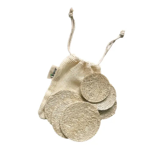 Olnatur - Six Exfoliating Loofah Discs & Cotton Pouch image 0