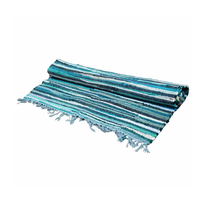 Rag Rug - 50x90cm - Aqua Blues image 1