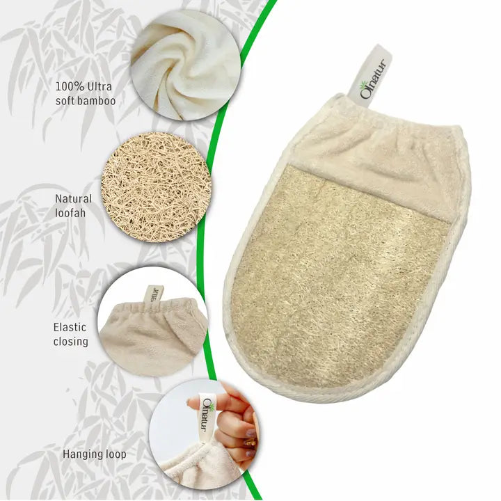 Olnatur Two Sided Loofah & Bamboo Mitt, Loofah Body Scrubber image 1