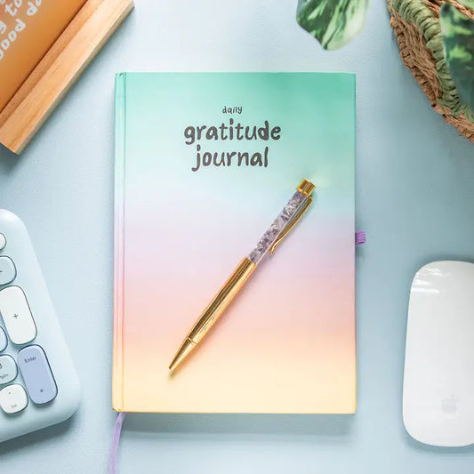 Multicoloured Gratitude Journal with Amethyst Pen image 0
