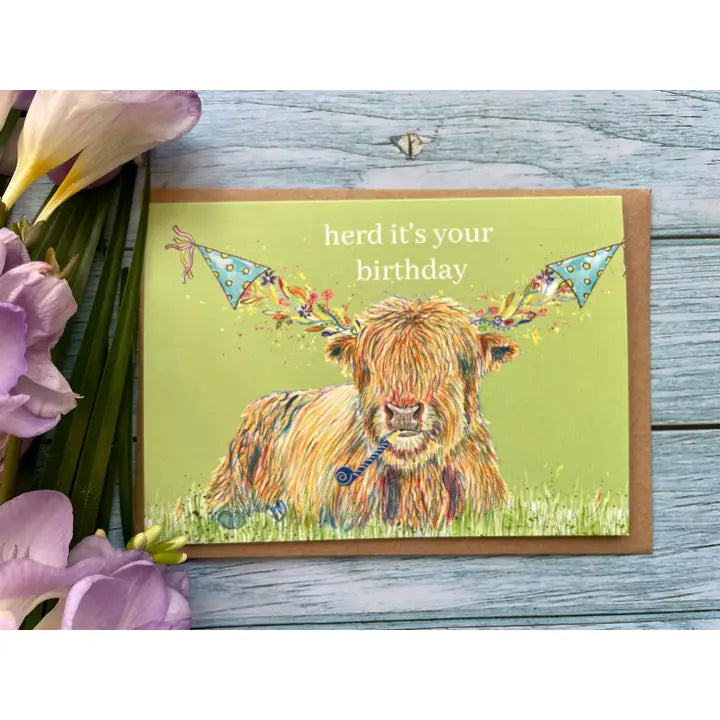 Greetings Cards - Assorted Designs - Eco-Friendly - Birthday-Highland Cow image