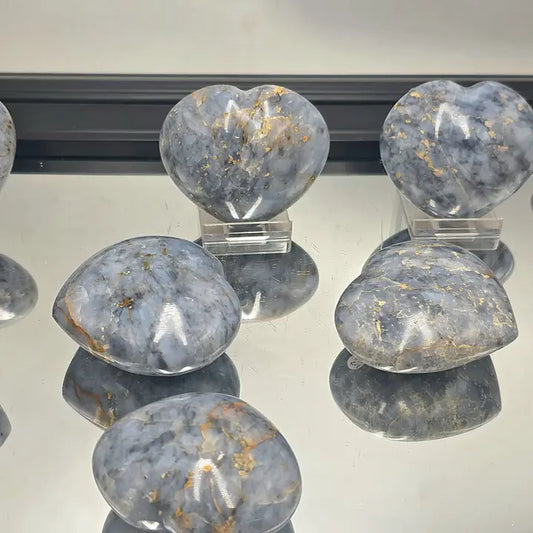 Blue Dumortierite Quartz Crystal Hearts image 0