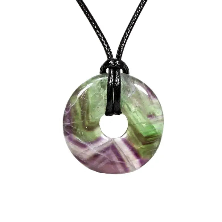Crystal Power Ring Pendant Necklace - Various - Fluorite image