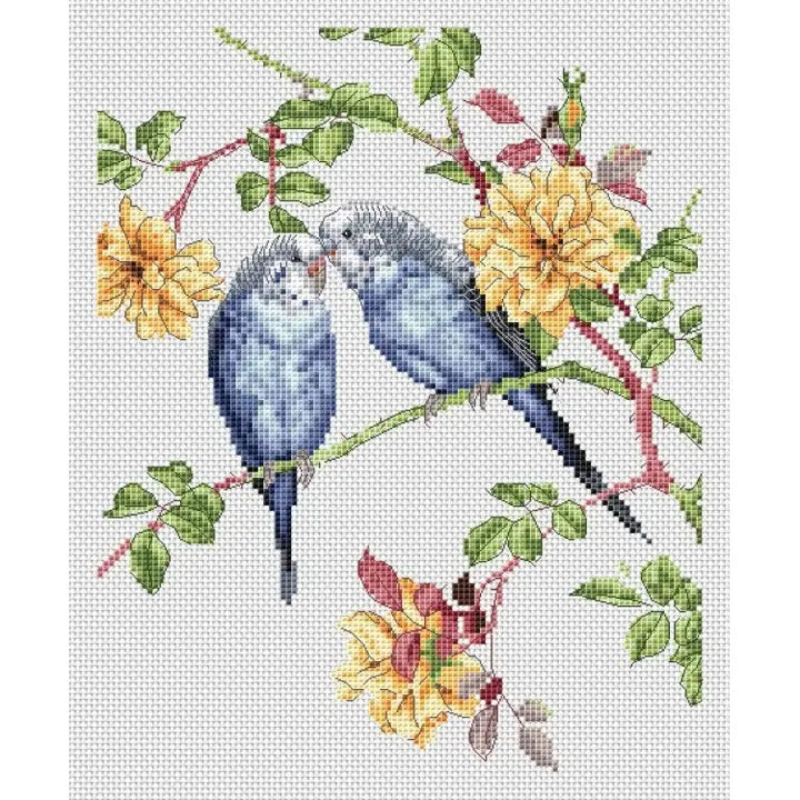 Cross Stitch Kit - Budgie Love image 1