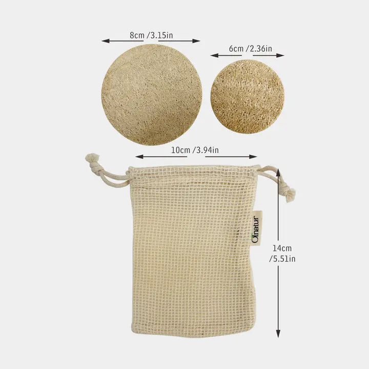 Olnatur - Six Exfoliating Loofah Discs & Cotton Pouch image 1