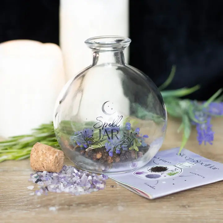Glass Magic Spell Jar with Recipe Book - 10cm