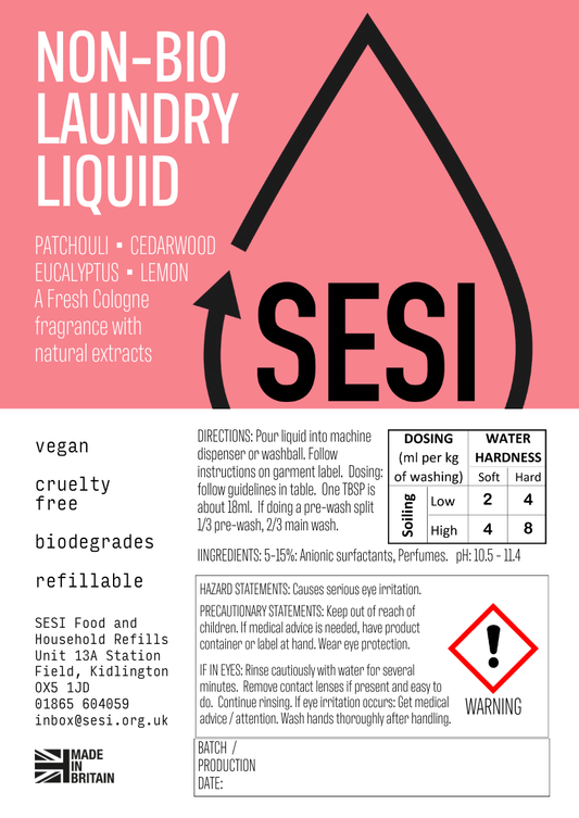 SESI - Non Biological Laundry Liquid - Fragranced - £0.38p per 100ml - IN STORE REFILL ONLY
