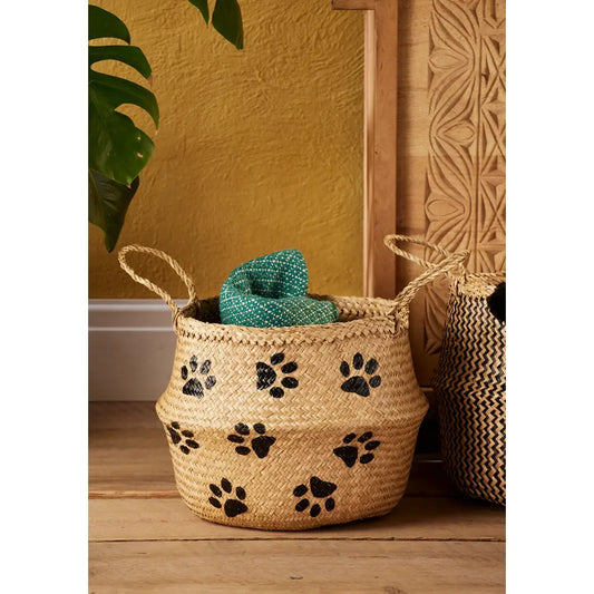 Paw Print Seagrass Basket Large