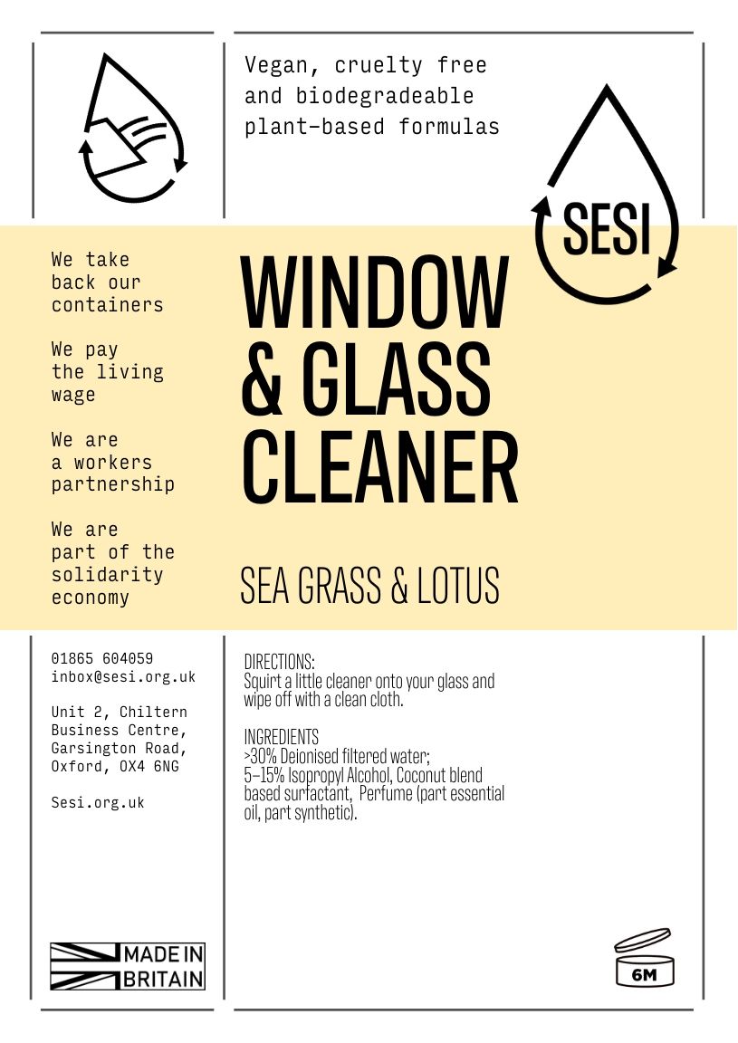 SESI - Window & Glass Cleaner - Seagrass & Lotus - £0.21p PER 100ML - IN STORE REFILLS ONLY