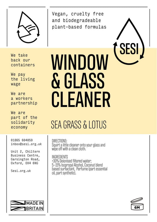 SESI - Window & Glass Cleaner - Seagrass & Lotus - £0.21p PER 100ML - IN STORE REFILLS ONLY